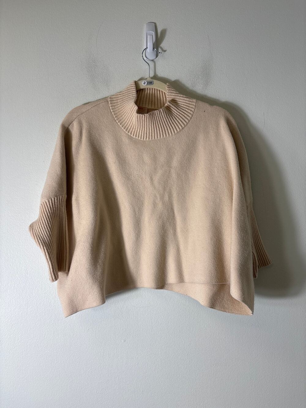 Kerisma Camel Half Sleeve Mock Neck Box Cut Sweater Sz OS